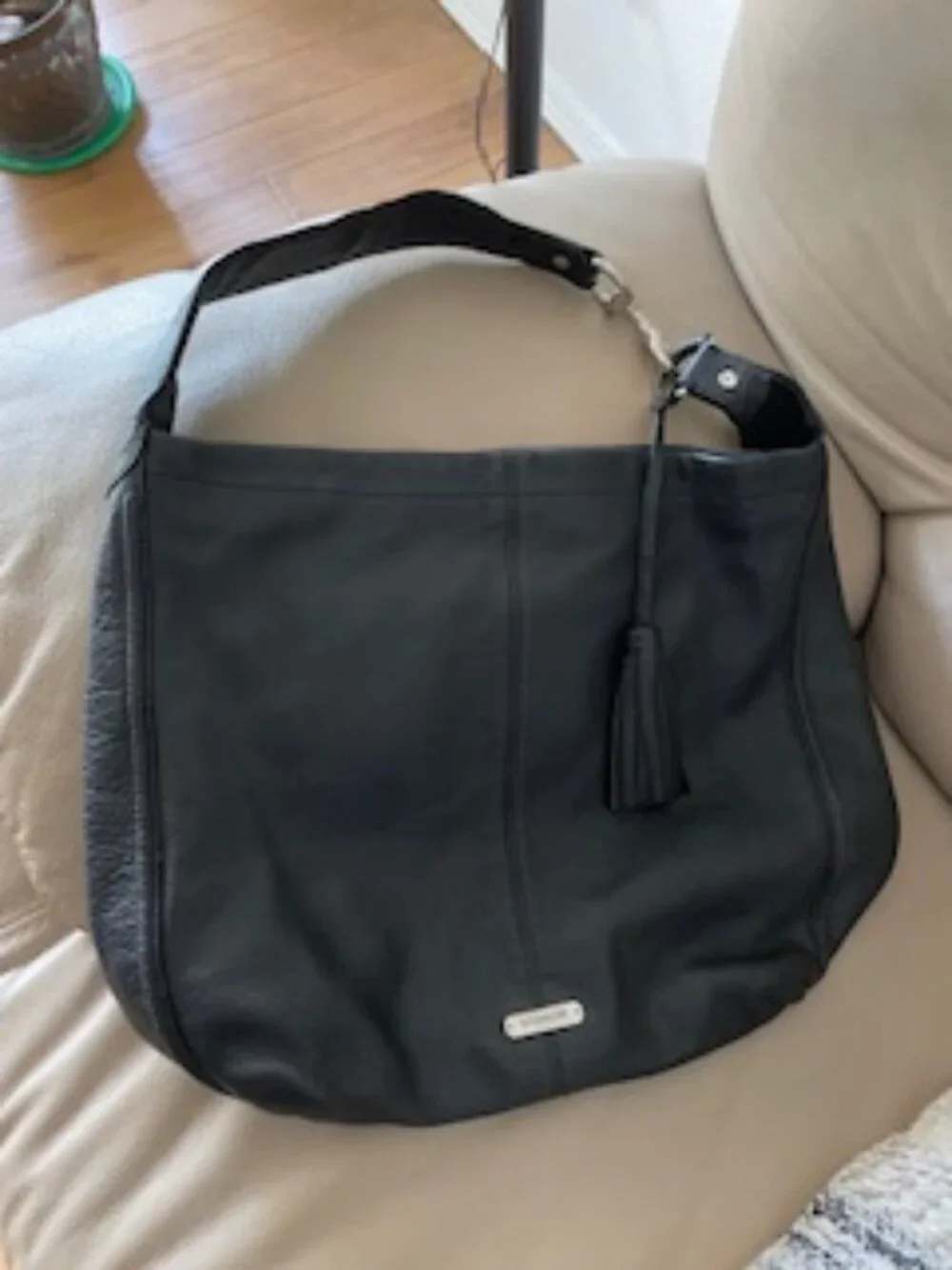 Coach Avery Black Leather Hobo Bag Large